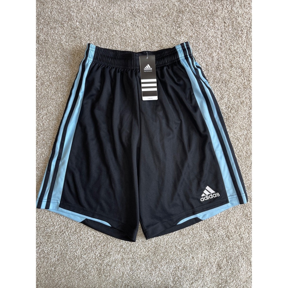 Adidas Performance Climalite Soccer Shorts Lined Black Blue Youth XL